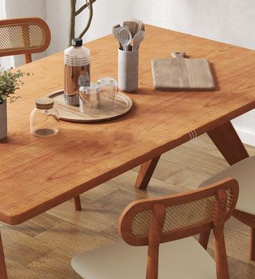 Nordic Direct Home Furniture Tavolo da pranzo rettangolare in legno massello per spazi da pranzo funzionali