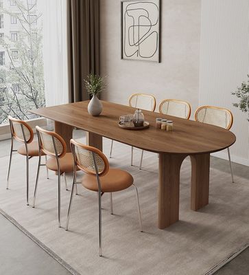 Arredamento domestico nordico moderno In legno massello Tavolo da pranzo rettangolare con noce