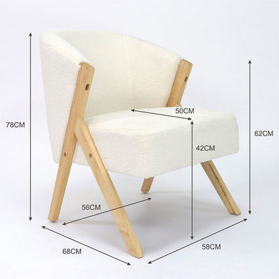 Disegno del soggiorno W58*D68*H78CM Nordic Lounge Leisure Divano in legno Sedile per il servizio OEM accettato