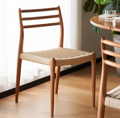 Modern Design Sedile da pranzo in legno massello con cavo di carta tessuto e finitura in nitrolacchia entro il vostro budget