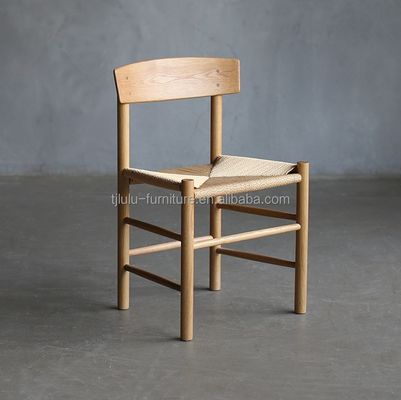 Sedile da pranzo in legno massello a schiena bassa rotonda Sedile di rotino con concetto di design moderno e tradizionale