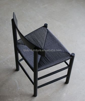 Sedile da pranzo in legno massello a schiena bassa rotonda Sedile di rotino con concetto di design moderno e tradizionale