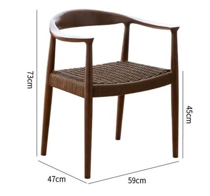 Sedia da pranzo d'albergo di lusso vintage con sedile a cordone tessuto e costruzione in legno massello