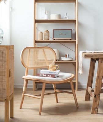 Moderna sedia da pranzo in legno massello in rotino stile giapponese per interni e ristoranti moderni