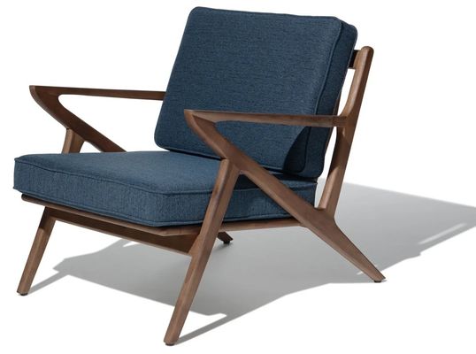 Poltrona da soggiorno Moderna poltrona da divano in tessuto Legno Poltrona per il tempo libero Salone Poltrona in legno massello W59*D59*H57CM