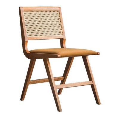 Moderna poltrona in stile nordico, seduta da pranzo in legno massello di rotino naturale, per ristoranti e hotel