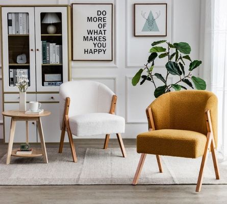 Sedie da pranzo in lana di agnello di legno in stile nordico moderno W60*D68*H77CM Perfetto per il soggiorno Salone delle unghie e sala da pranzo