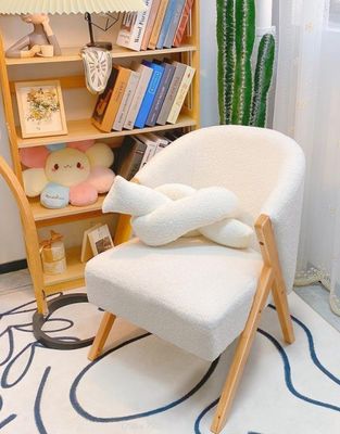 Sedie da pranzo in lana di agnello di legno in stile nordico moderno W60*D68*H77CM Perfetto per il soggiorno Salone delle unghie e sala da pranzo