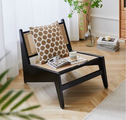 Poltrona per il tempo libero Divano in legno tessuto di rattan Poltrone in legno naturale / nero / noci / ciliegio colore per il design soggiorno