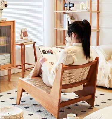 Poltrona per il tempo libero Divano in legno tessuto di rattan Poltrone in legno naturale / nero / noci / ciliegio colore per il design soggiorno