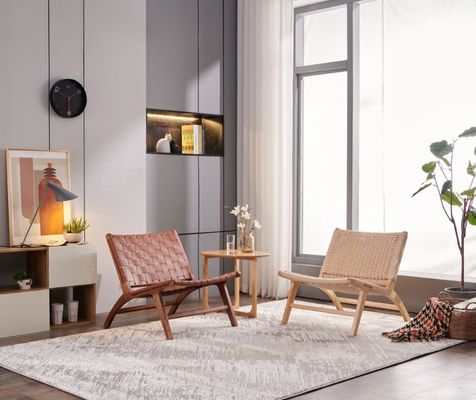 Sedile in legno massello in cuoio soggiorno singolo divano sedia hotel essenziale