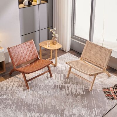 Poltrona di divano singolo in legno massello tessuto a cordone Miscela di stile e funzione per mobili del soggiorno