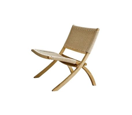 Arredamento per soggiorni alberghieri in stile nordico Sedile da svago in legno massello con cordone tessuto e design pieghevole