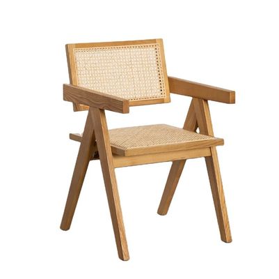 Personalizzare materiale di copertura di rotino naturale resistente seduta da pranzo in legno massello moderno per hotel ristorante