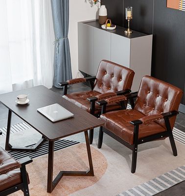 Moderno Legno PU Cuoio Sofa Cafè Poltrona Italiana Stile di Design di Lusso per Sala da pranzo Ristorante