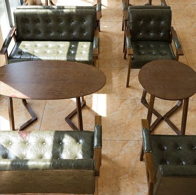 Moderno Legno PU Cuoio Sofa Cafè Poltrona Italiana Stile di Design di Lusso per Sala da pranzo Ristorante