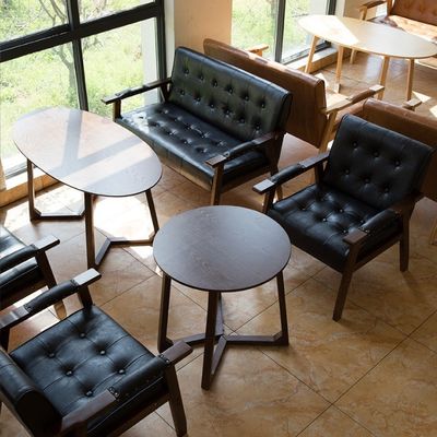 Moderno Legno PU Cuoio Sofa Cafè Poltrona Italiana Stile di Design di Lusso per Sala da pranzo Ristorante