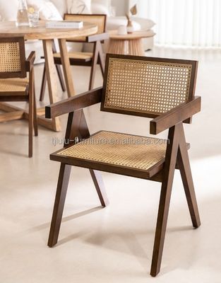 Home Arredamento Scandinavo Sedile da pranzo in legno massiccio di rattan per hotel e mobili da soggiorno