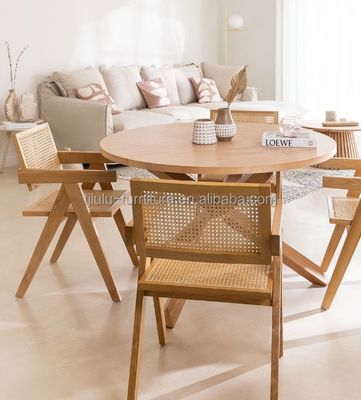 Home Arredamento Scandinavo Sedile da pranzo in legno massiccio di rattan per hotel e mobili da soggiorno