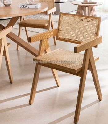 Home Arredamento Scandinavo Sedile da pranzo in legno massiccio di rattan per hotel e mobili da soggiorno