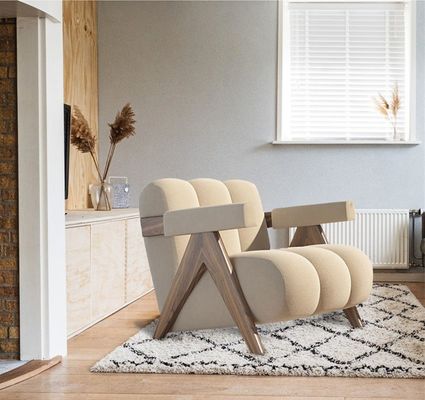 Moderno e robusto design in tessuto di legno Salotto Sedile da pranzo imbottito Divano Arredamento