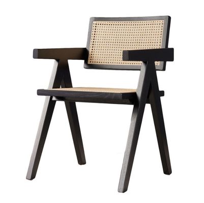 Sedia da pranzo con appoggio per braccio in legno di canne per mobili da pranzo contemporanei