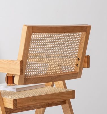 Sedia da pranzo con appoggio per braccio in legno di canne per mobili da pranzo contemporanei