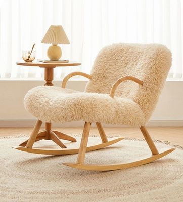 Nordic Special Design Moderno Materiale di telaio in legno massello di cenere di lana di agnello Tappezzeria di svago Sedia da soggiorno per camera da letto