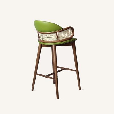 Bar di legno moderno Sedie di rattan Scavi di bar alto per cucina Sala da pranzo Ristorante Verde/arancione e mobili commerciali