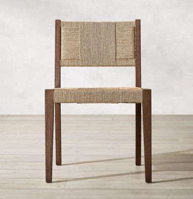 Finitura naturale Nitrolacquer Legno massello tessuto a corda di quercia Sedile da pranzo per ristorante o poggiabraccia di design giapponese moderno