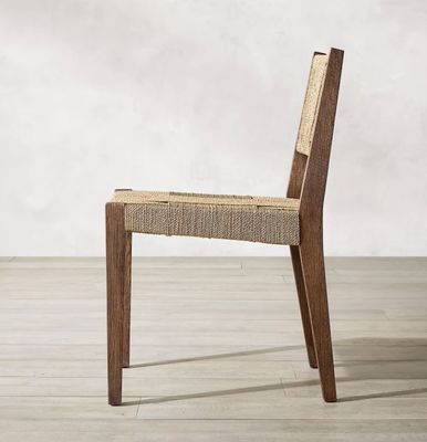 Finitura naturale Nitrolacquer Legno massello tessuto a corda di quercia Sedile da pranzo per ristorante o poggiabraccia di design giapponese moderno