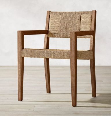 Finitura naturale Nitrolacquer Legno massello tessuto a corda di quercia Sedile da pranzo per ristorante o poggiabraccia di design giapponese moderno