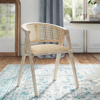 Mobili da soggiorno stile giapponese in legno massello in tessuto di rattan seduta da pranzo singola con design moderno