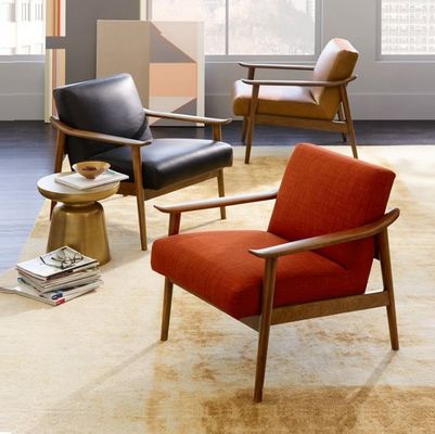 Sedie per il tempo libero in tessuto di soggiorno / cuoio in PU con stile di design moderno personalizzato