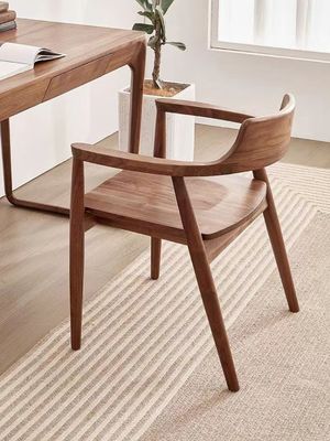 Poltrona in legno di quercia Arredamento del soggiorno W55*D43*H76CM Poltrona da pranzo in legno massello moderna