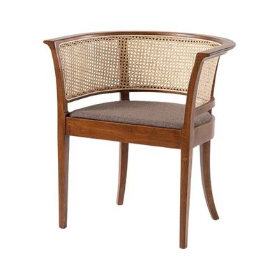 Semplice poltrona poltrona da pranzo con design moderno e colore naturale legno e materiale di rattan per ufficio e ristorante