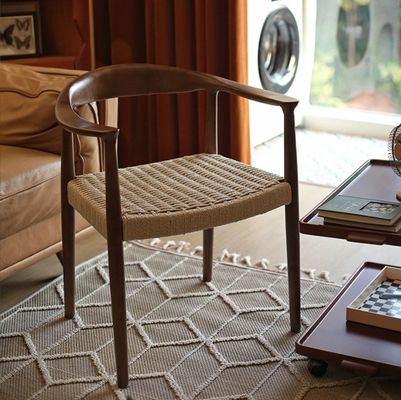 Home Arredamento Moderno Stile Nordeuropeo Sedie da pranzo a corda tessuta con telaio in legno di gomma