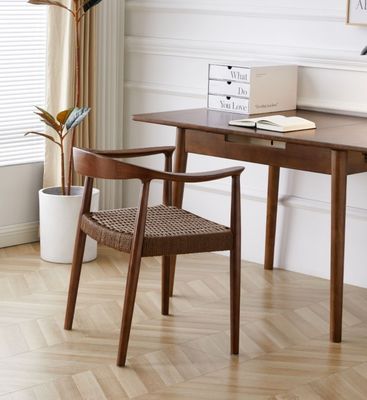 Home Arredamento Moderno Stile Nordeuropeo Sedie da pranzo a corda tessuta con telaio in legno di gomma