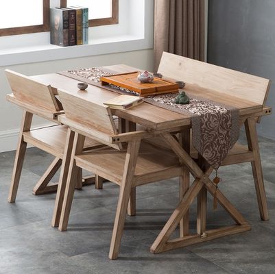 Sedile da pranzo di design giapponese Sedile da ristorante in legno massello moderno con appoggio per braccio e materiale di copertura in legno di gomma