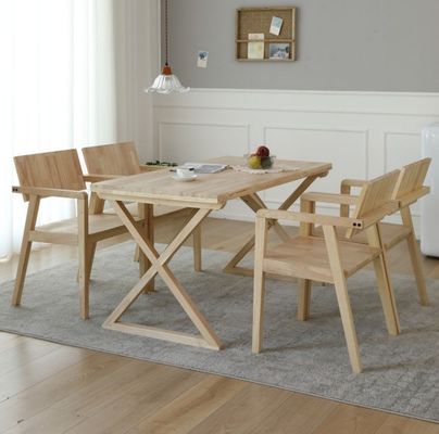 Sedile da pranzo di design giapponese Sedile da ristorante in legno massello moderno con appoggio per braccio e materiale di copertura in legno di gomma