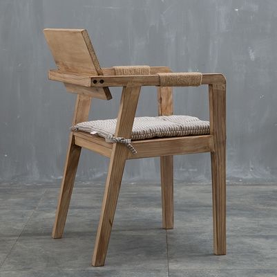 Sedile da pranzo di design giapponese Sedile da ristorante in legno massello moderno con appoggio per braccio e materiale di copertura in legno di gomma