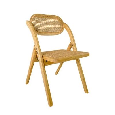 Generale Arredamento per la casa Sedia pieghevole in stile moderno francese robusta Silla pieghevole in rotino con retro in legno massello Sedia da pranzo Sedia pieghevole
