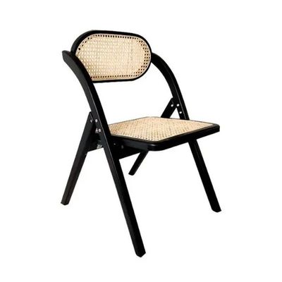 Generale Arredamento per la casa Sedia pieghevole in stile moderno francese robusta Silla pieghevole in rotino con retro in legno massello Sedia da pranzo Sedia pieghevole