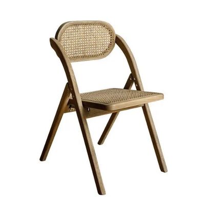Generale Arredamento per la casa Sedia pieghevole in stile moderno francese robusta Silla pieghevole in rotino con retro in legno massello Sedia da pranzo Sedia pieghevole