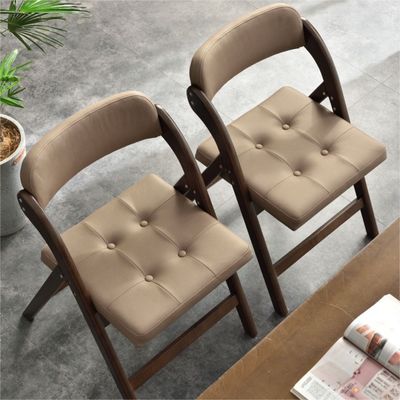 Poltrone pieghevole in legno massello imbottito in cuoio PU per ristoranti e hotel in stile nordico moderno