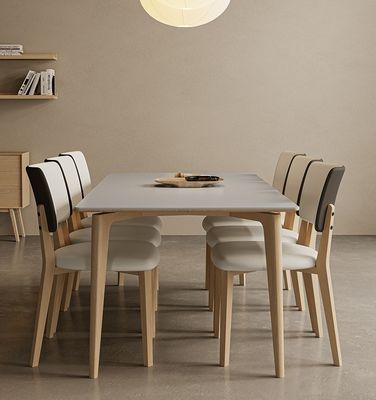 Arredamento per la casa In legno classico Sedile da pranzo in rovere moderno In salotto Arredamento in legno massello In pelle PU Finitura Nitrolacquer