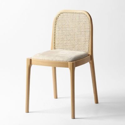 Sedile da pranzo in lana di agnello/vetto di rattan W47*D50*H78CM Legno moderno di lusso per mobili da soggiorno