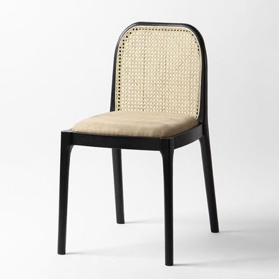 Sedile da pranzo in lana di agnello/vetto di rattan W47*D50*H78CM Legno moderno di lusso per mobili da soggiorno