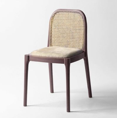 Sedile da pranzo in lana di agnello/vetto di rattan W47*D50*H78CM Legno moderno di lusso per mobili da soggiorno