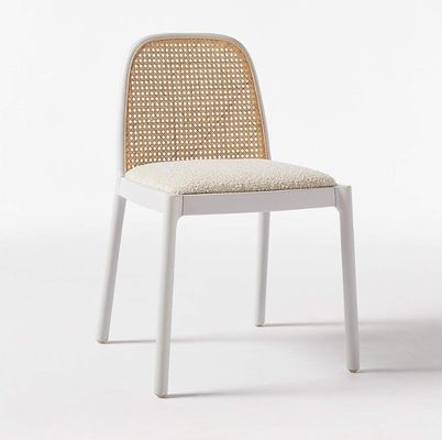 Sedile da pranzo in lana di agnello/vetto di rattan W47*D50*H78CM Legno moderno di lusso per mobili da soggiorno